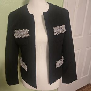 NWOT Maestro Brand 100% Cotton 3/4 Sleeve Chic Black Blazer